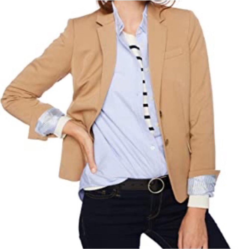 J. Crew Womens Blazer Tan Single Breasted 2 Buttons Jacket Welt Pockets Khaki